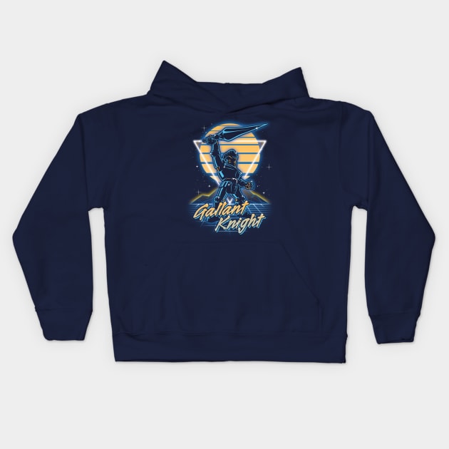 Retro Gallant Knight Kids Hoodie by Olipop